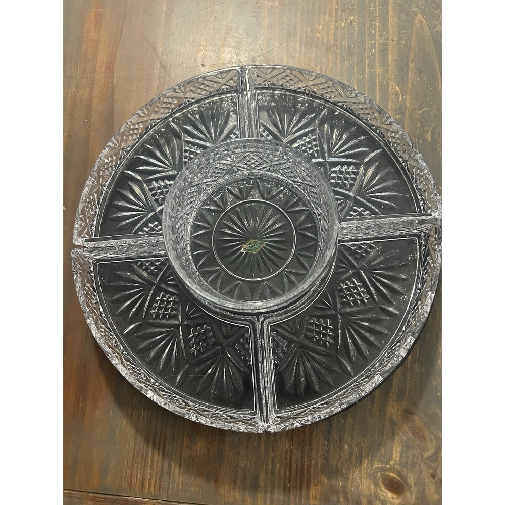Godinger Dublin Crystal 5 Section Lazy Susan Relish Tray 8805590